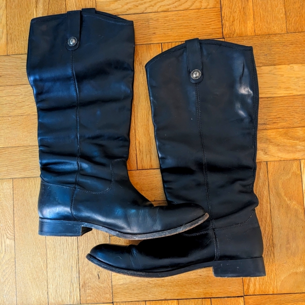 Black leather Frye Riding Boots